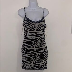 Zebra Print Lace Trim Dress